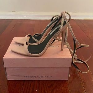 Crystal Addict-Nude Strappy Heel with Rhinestone